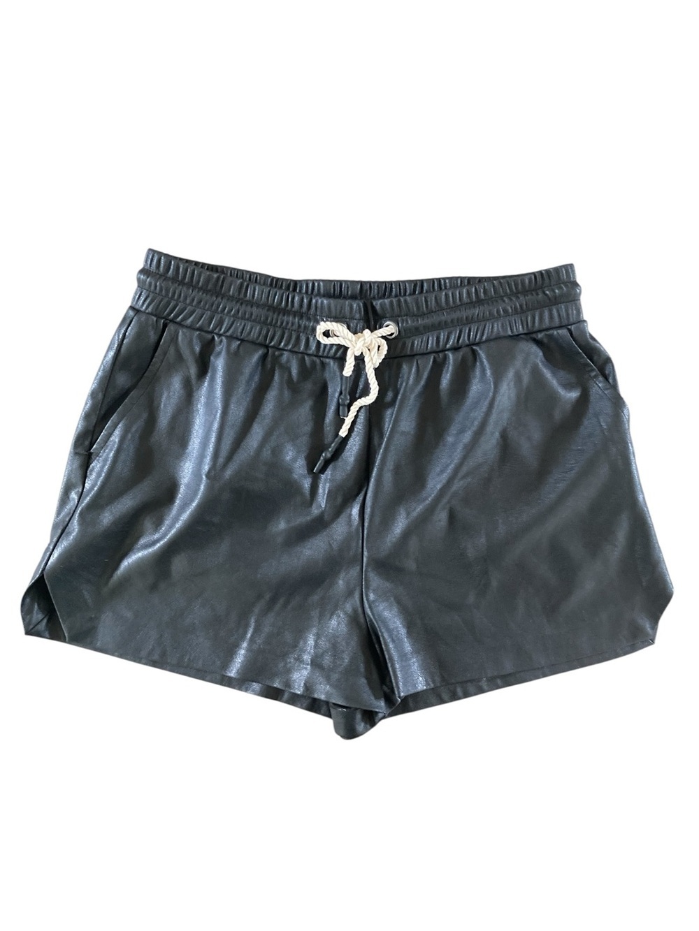n:PHILANTHROPY Faux Leather Drawstring Chic Shorts Black XL - Picture 4 of 9